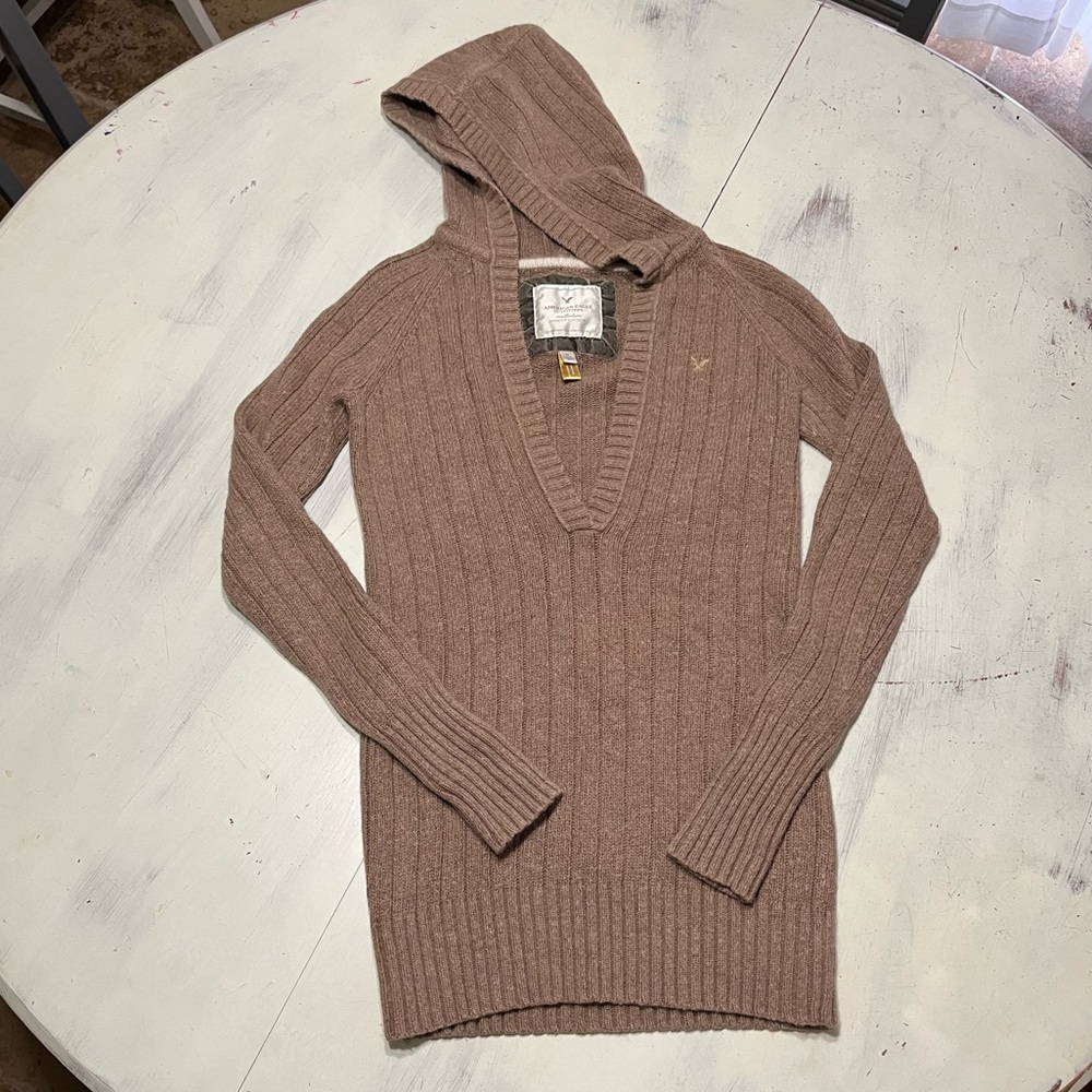 Y2K Vintage American Eagle Outfitters Hooded Ribbed Sweater Sz S